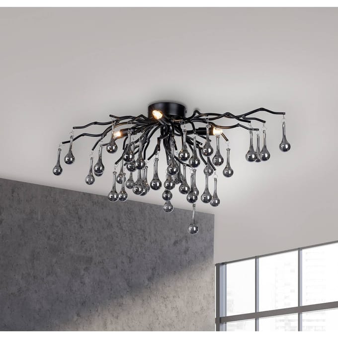 Paul Neuhaus plafondlamp Icicle, 4-lamps, zwart