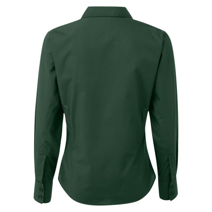 Premier Dames/dames Poplin Blouse met lange mouwen / Gewoon werk overhemd (Fles)