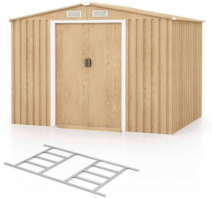 Fietsberging - Fietsenhok - Stalling - Tuinschuur - Huis - Overdekt - Bruin - Scooter - Fiets