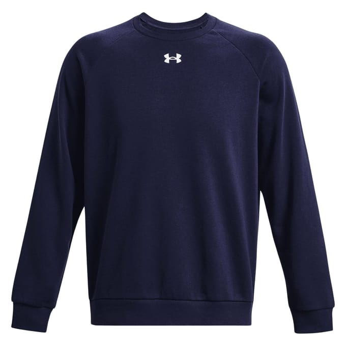 Under Armour UA Rival Fleece Crew Heren Sporttrui - Navy - Wit