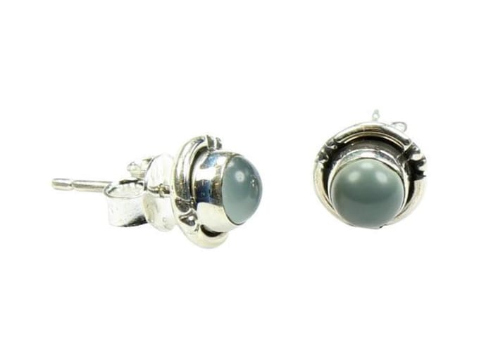 Zilveren knop oorbellen Chalcedoon 925 zilver