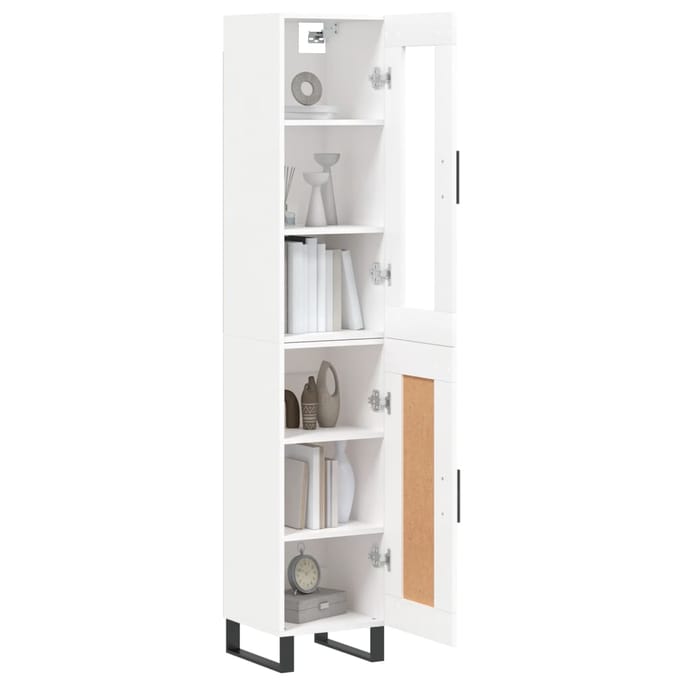 vidaXL - Hoge - kast - 34,5x34x180 - cm - bewerkt - hout - wit