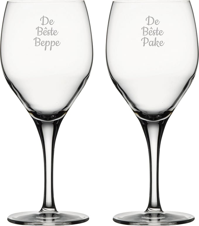 Gegraveerde Rode wijnglas 42,5cl De Bêste Pake-De Bêste Beppe