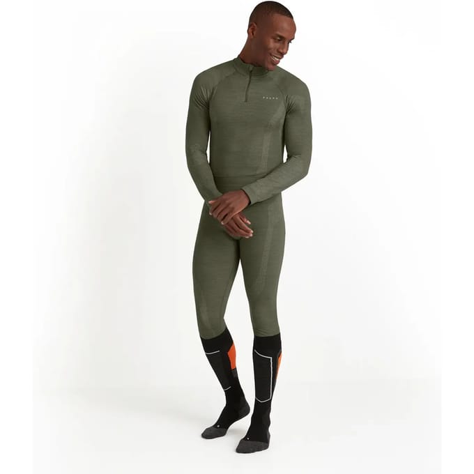 FALKE Wool-Tech Long Tights sneldrogend wol functioneel lang functioneel ondergoed heren groen - maat L