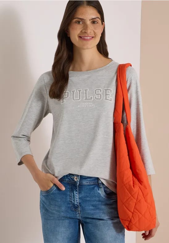 Shirt met 3/4-mouwen, boothals en print