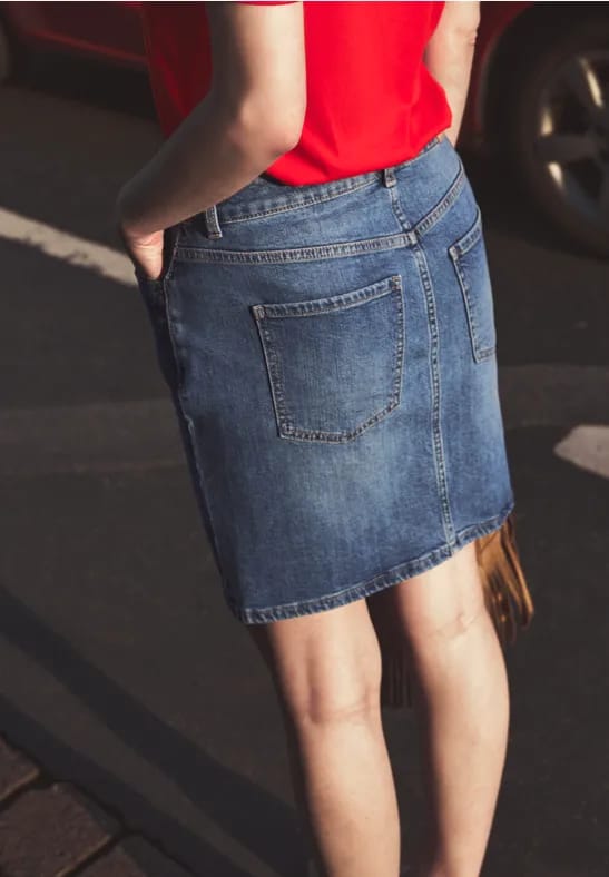 Korte denim rok in een High Waist pasvorm