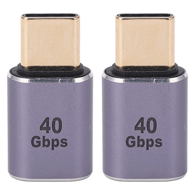 2 stuks Mini USB C Adapter 40 Gbps Recht Metaal Schaal Type C Mannelijk naar Type C Vrouwelijke Adapter Connector