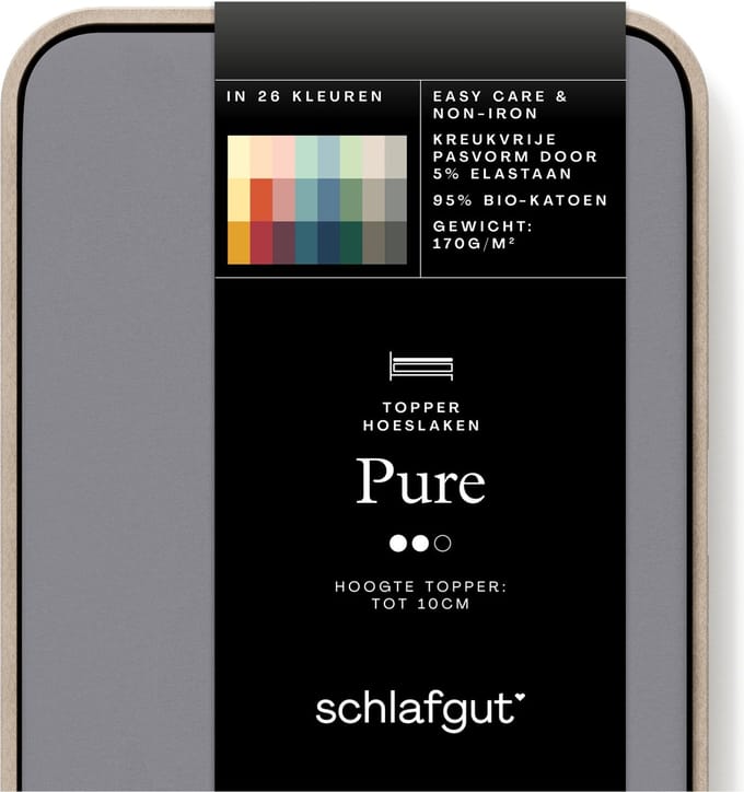 Schlafgut Jersey Pure topper hoeslaken - Lits-jumeaux - Grey Mid