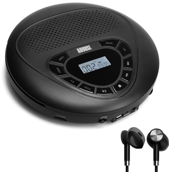 Draagbare Oplaadbare CD-Speler met Hoofdtelefoon en USB-C, Anti-Kip Bescherming, MP3 en Micro SD Ondersteuning