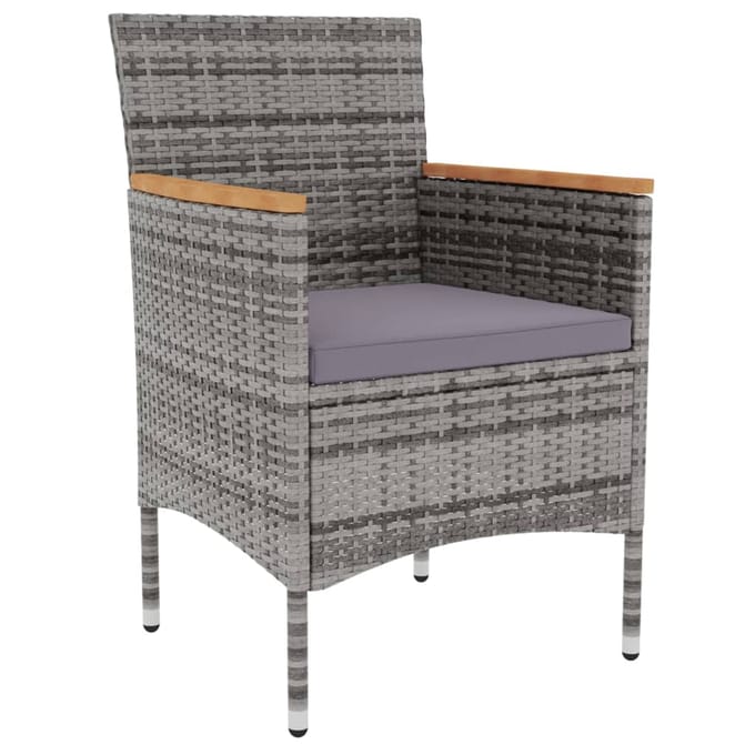 vidaXL - 3-delige - Tuinset - poly - rattan - grijs