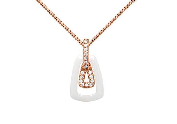 Montebello Ketting Bellis White - 925 Zilver Roséverguld - 10x19mm - 45cm