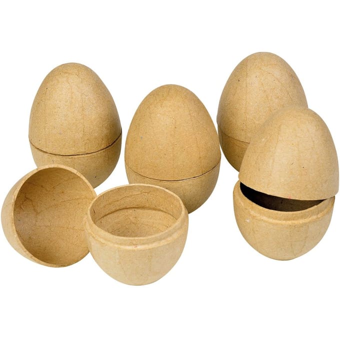 Papier mache eieren, deelbaar, 5 stuks
