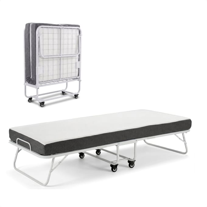 Logeerbed 90×200 met Matras - Vouwbed - Luxe - tot 250 kg - Wit - Bodo
