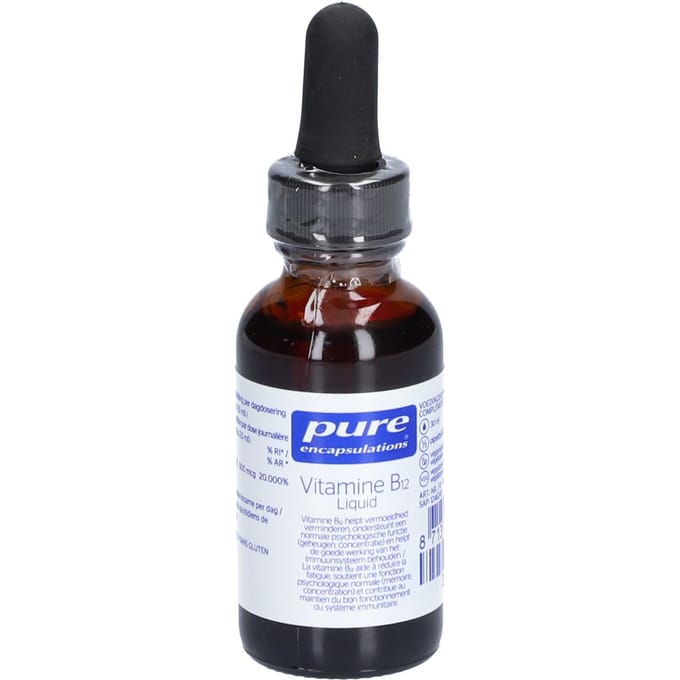 Pure Encapsulations - Vitamine B12 Liquid 500mcg - Draagt bij tot vermindering van Moeheid - 30ml