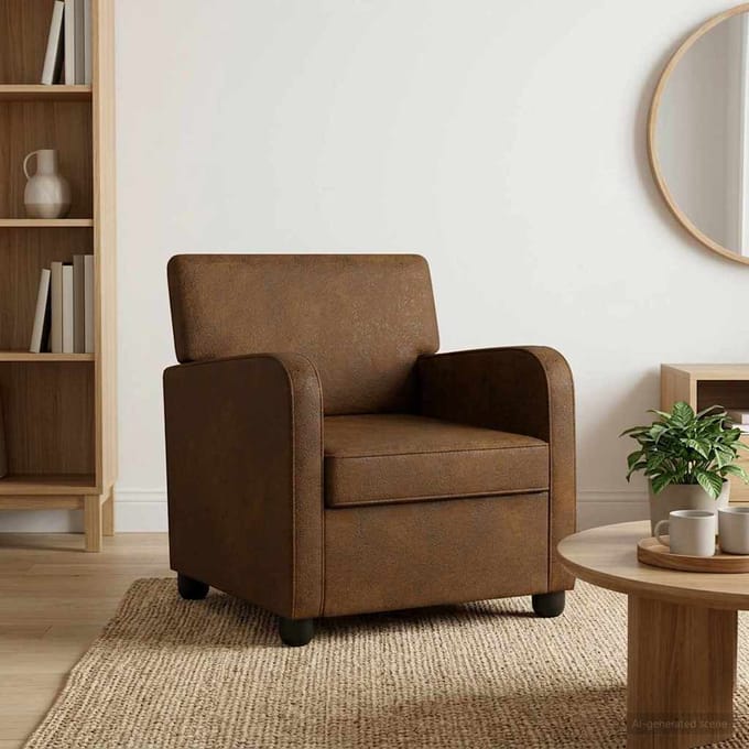 vidaXL - Fauteuil - Bruin - Kunst - Suède - Leer