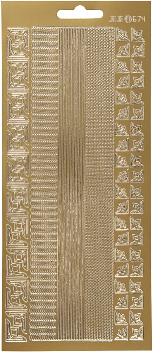 Stickers, randen, vel 10x23 cm, goud, 1 vel
