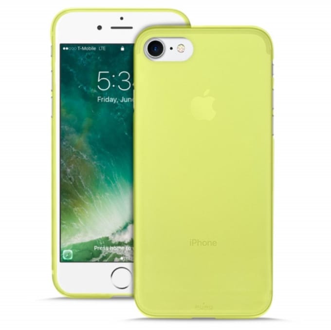 Puro Ultra Slim "0.3" Cover iPhone 7 limonkowy + folia
