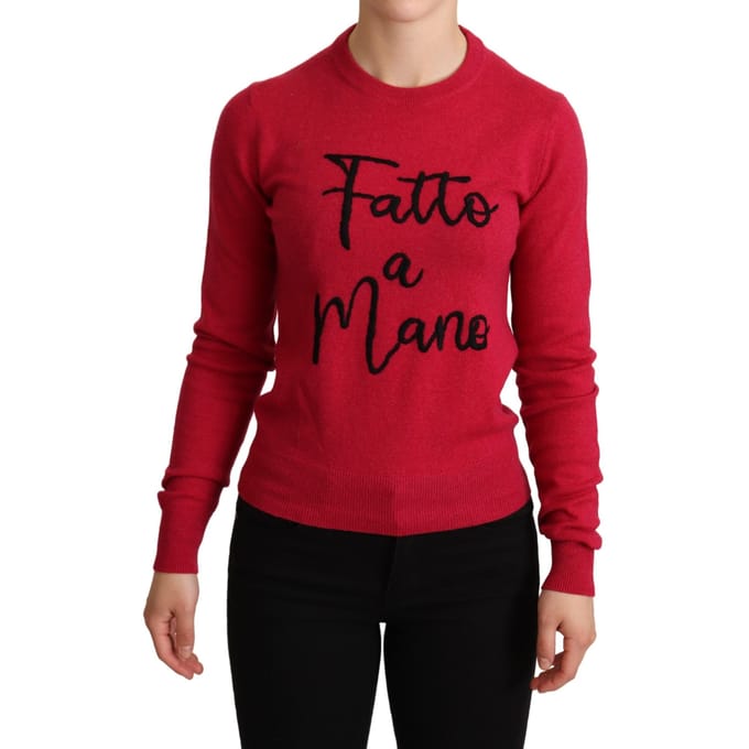 Dolce & Gabbana Roze geborduurde kasjmier trui van wol voor dames