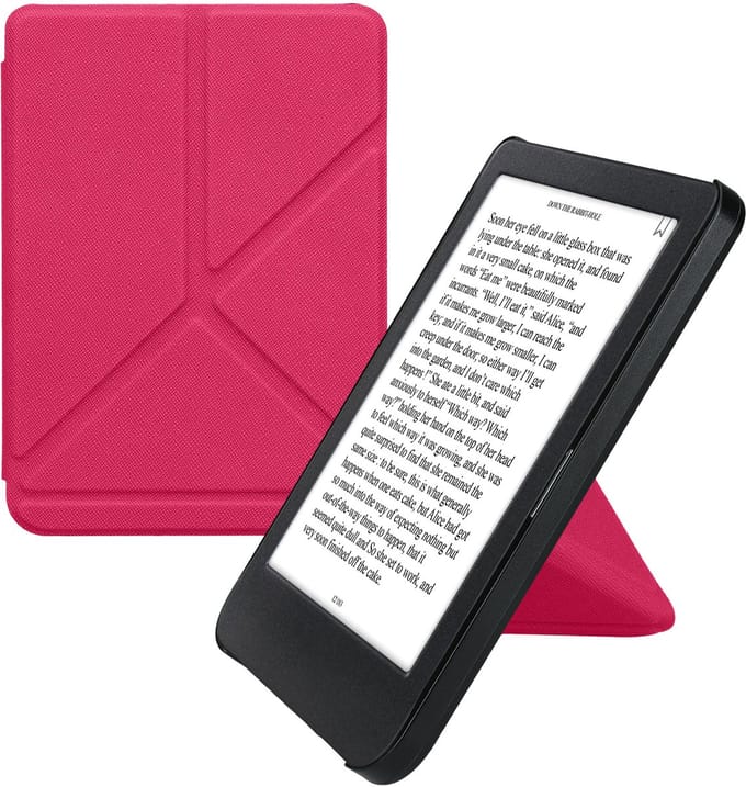 kwmobile e-reader hoesje geschikt voor Kobo Clara BW / Colour hoes - Ereader flip case met standaard - E reader cover van kunstleer - In neon roze