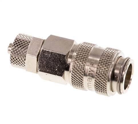Vernikkeld Messing DN 5 Luchtkoppeling Snelkoppeling 4x6 mm Push-On Double Shut-Off - CLS5-N-BN-SV-4