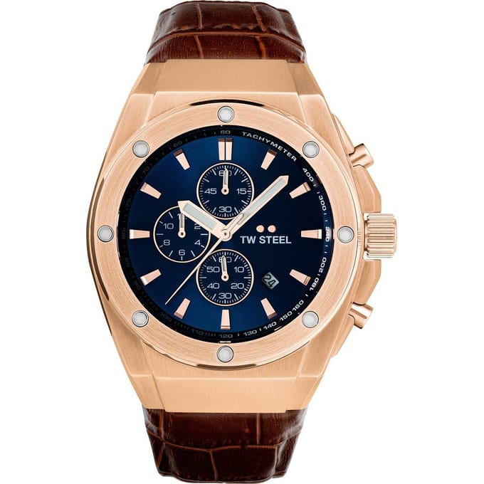 TW Steel TWCE4106 CEO Tech Steel Chrono Bruin Leer 44mm