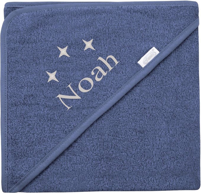 Badcape uni line - silk blue  - met GRATIS geborduurde naam