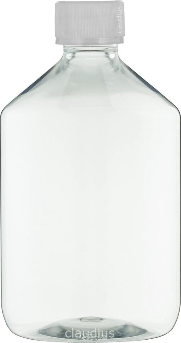 Lege Plastic Fles Apothekersfles 500 ml Transparant - met verzegeldop - set van 10 stuks - navulbaar - leeg