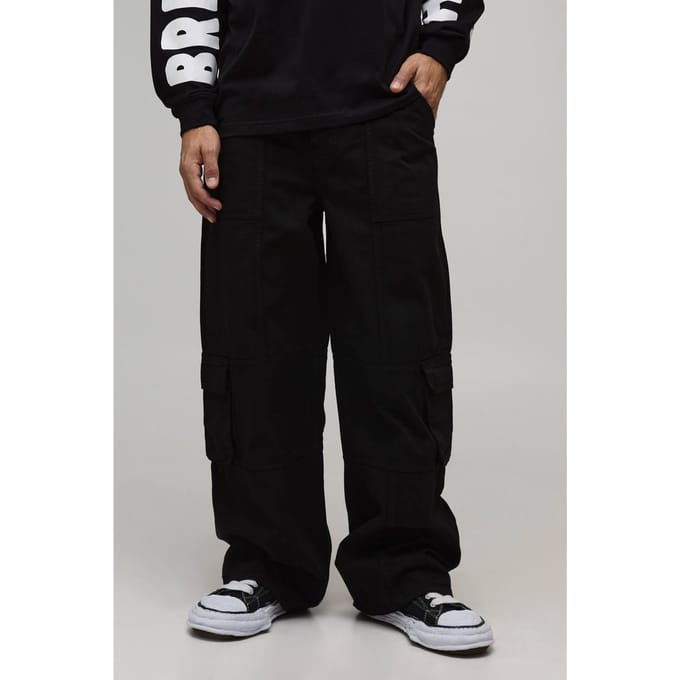 Baggy Fit Vintage Overdye Cargo Trouser | Black | Size Medium