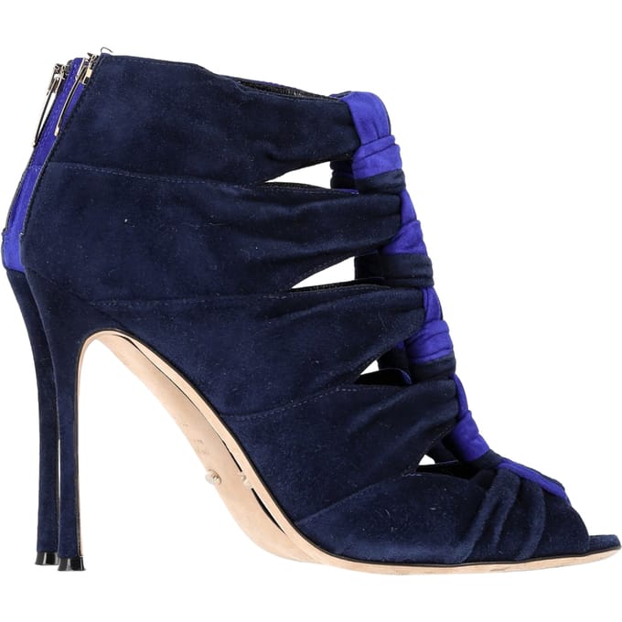 Sergio Rossi Bicolor Cut Out Enkelboots in Blauwe Suède