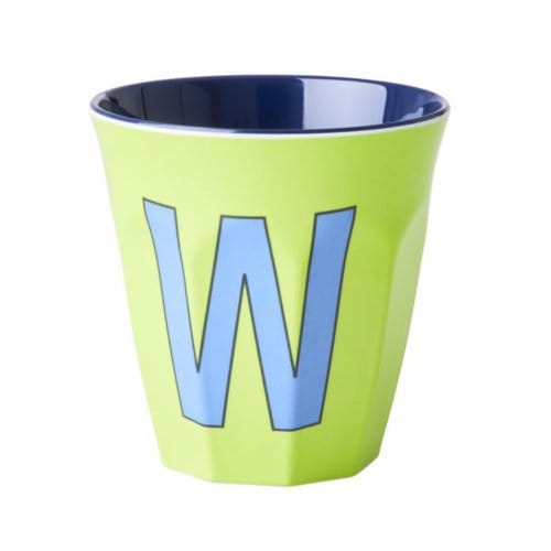 Rice melamine beker medium letter w lime groen