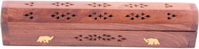 Sheesham Hout Wierook Doos met Messing Inleg Olifanten