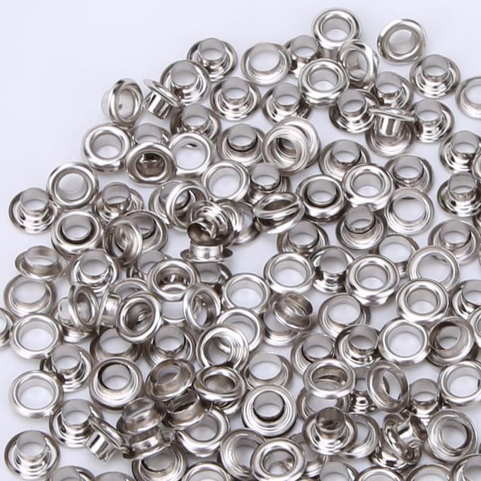 Lot de 100 œillets double face en laiton de 5 mm pour ceintures, chaussures, sacs, maroquinerie, argent doré