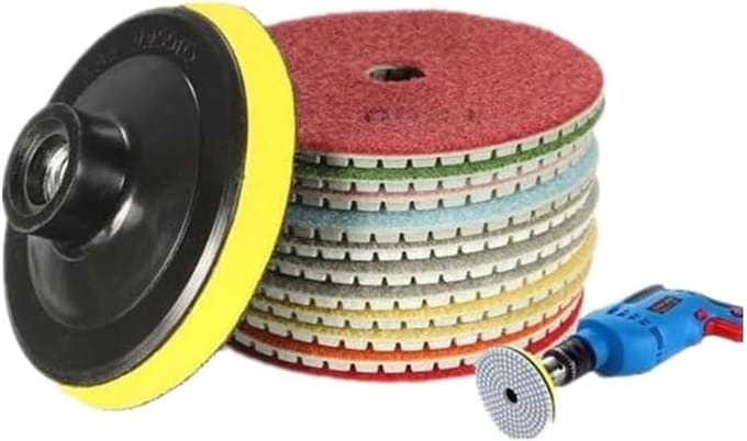 Diamant polijstschijven - Schuurschijven set - Steen bewerken - Complete 8-delige set - 10 cm diameter - Gemengd