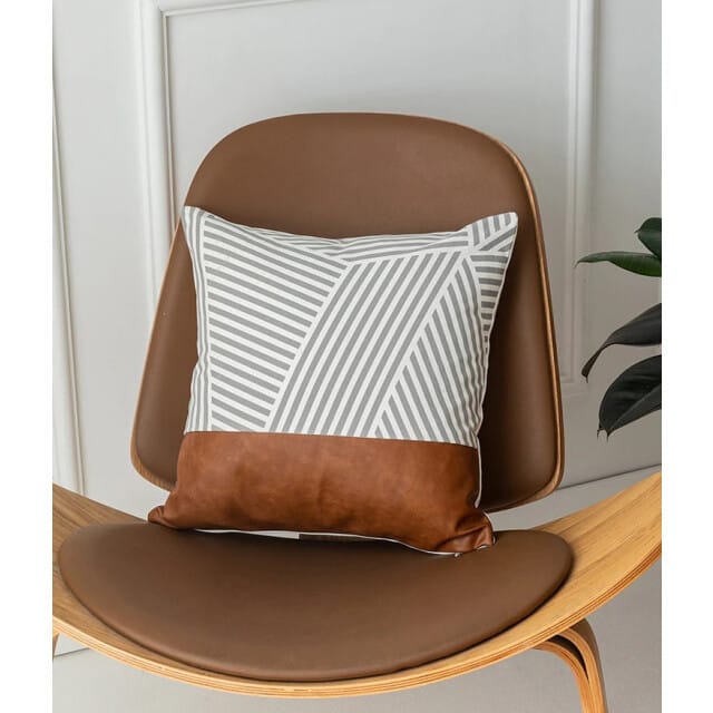 NOVÉE Sierkussen vida nova #2 | 45 x 45 cm | katoen / pu leder