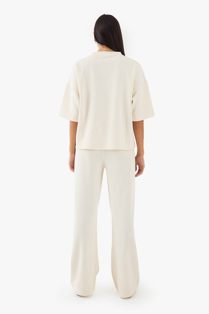 boohoo Dames DSGN Studio Zware Interlock Jogger met Rechte Pijpen | Cream | Maat: XL