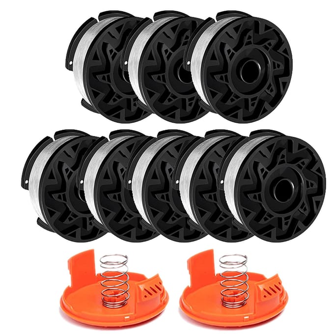 AF100 Grastrimmerspoel, Vervangende Grastrimmerspoel, Transparante Trimmerlijn 0,065 inch, 8Pcs Spool & 2Pcs Cover & 2Pcs Spring