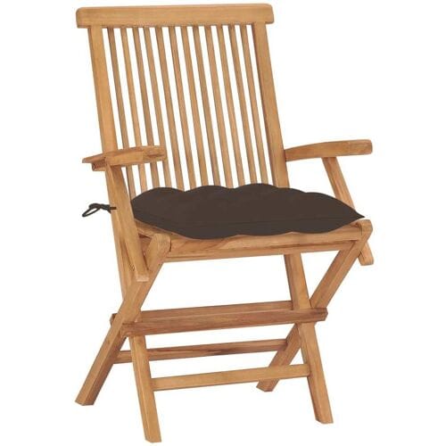 vidaXL - Inklapbare - stoelen - 8 - st - met - taupe - kussens - massief - teakhout