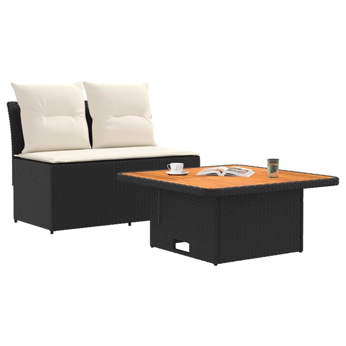 vidaXL - 2 - Stuk - Tuin - middelste - sofa - met - opklaptafel - poly - rattan