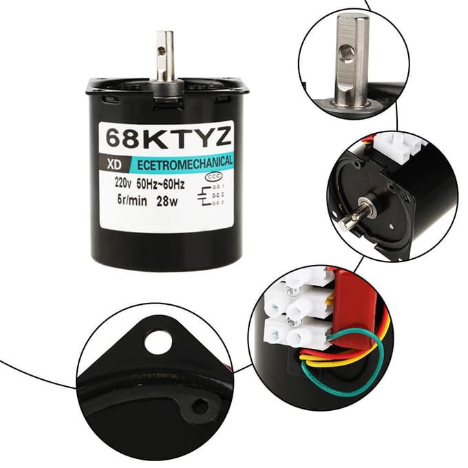 AC220V 28W Moteur Synchrone à Aimant Permanent Miniature CWCCW(5rpm)