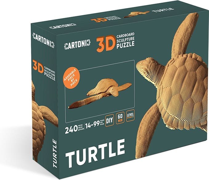 CARTONIC- Turtle- 3D Puzzel-Schildpad- Puzzel-DIY- Creatief- Karton- Kinderen en volwassen- 3D- puzzel-Schildpad