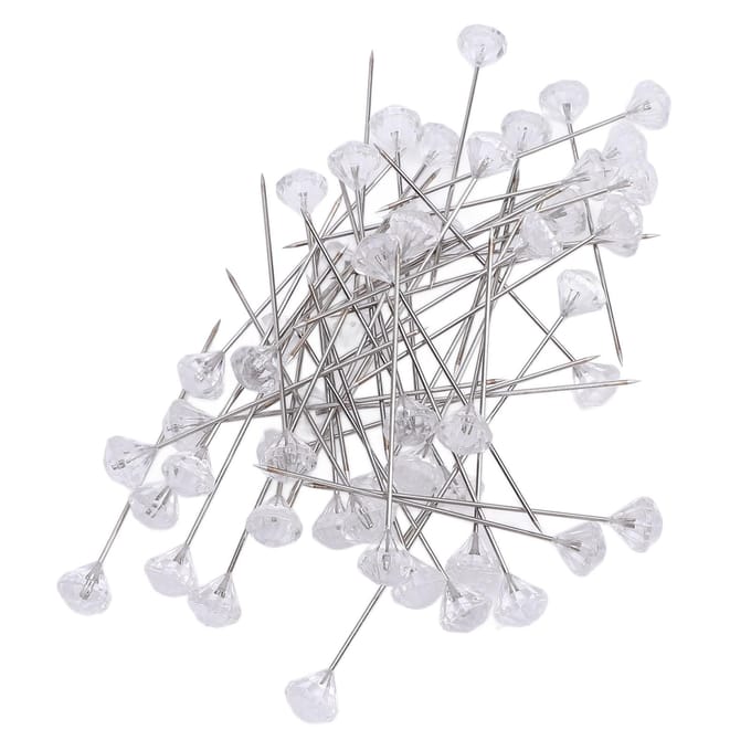 300 Stuks Corsage Spelden Glanzend Exquise Elegante Strass Rechte Spelden voor Bruiloftsfeest white
