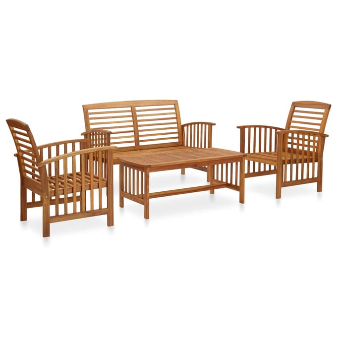 vidaXL - 4-delige - Loungeset - massief - acaciahout