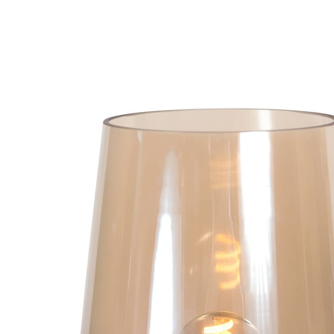 Tafellamp Ancilla 3103CA cacao met amber glas, touch on/off, trendy design, Steinhauer