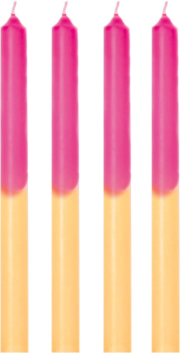 Kaarsen- Dipdye - Neon Roze /Geel - S4- 25,8x9,5x2,5cm
