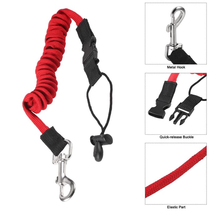 Laisse élastique pour pagaie, kayak, canoë, canne à pêche, bateau à rames, cordon enroulé, corde d'attache jaune
