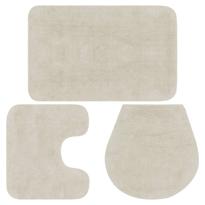 Vidaxl Ensemble de 3 Tapis de Bain, Tissu, Blanc