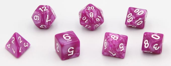 HOT Games dobbelstenen set roze parelmoer 7 stuks Dungeons & Dragons.