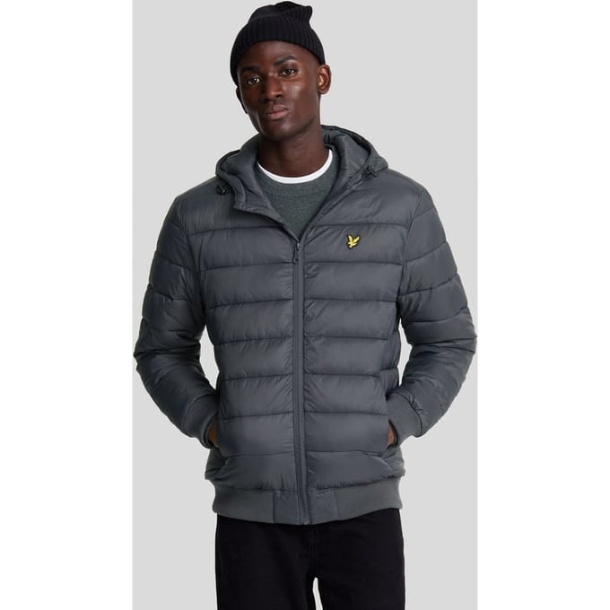Lyle & Scott merk gunmetal grijs gewatteerd jack met capuchon