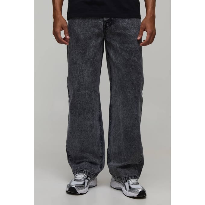 Baggy Acid Wash Jeans | Acid Wash Black | Size 60