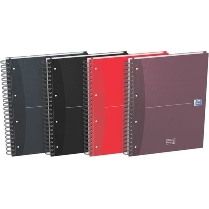 Oxford Essentials Europeanbook A4+ geruit 5mm 4 gaats 120 vel 90g harde kartonnen kaft assorti